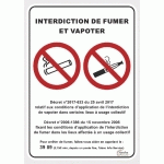 PANNEAU AUTOCOLLANT INTERDICTION DE FUMER ET VAPOTER - FORMAT PORTRAIT A4