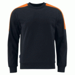 PROJOB 2125 SWEATSHIRT COL ROND BANDES FLUO NOIR/ORANGE - TAILLE XL