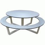 TABLE BANC HPL RONDE Ø150 CM - BLANC