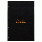 BLOC AGRAFÉ RHODIA N°20 21X31,8 CM LIGNÉ AVEC MARGE 80 FEUILLETS PERFORATION 4 TROUS 80G - NOIR - LOT DE 5
