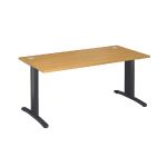 BUREAU DROIT IMEDIA - L. 160 X P. 80 CM - PLATEAU HÊTRE - PIEDS ANTHRACITE