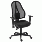 CHAISE DE BUREAU HOLLY TISSU ET MAILLE NOIR - DOSSIER HAUT ACCOUDOIRS - MÉCANISME CONTACT PERMANENT - PIEDS NOIR