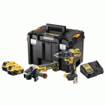 KIT 2 OUTILS SANS FIL XR 18V 5AH PERCEUSE DCD791 + MEULEUSE DGC405 DEWALT
