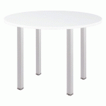 TABLE RONDE ACTUAL - L. 100 X 100 CM - PLATEAU BLANC - 4 PIEDS CARRES ALUMINIUM