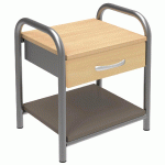 CHEVET THELIA 1 TIROIR ALU/CHÊNE CLAIR/TAUPE - MANUTAN COLLECTIVITÉS