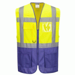 LOT DE 3 - PORTWEST C476 GILET EXECUTIVE WARSAW JAUNE/VIOLET - TAILLE M