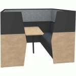 BOX ACOUSTIQUE 6PL. AVEC TABLE CHÊNE CLAIR/CARBONE / GRIS - SIMMOB