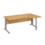 BUREAU COMPACT RETOUR À DROITE VARIATION TENDANCE - L. 180 X P. 110 CM - PLATEAU HÊTRE - PIEDS ALUMINIUM - CARTERS FINITION HÊTRE