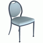 CHAISE 260 MOB ALU ASS/DOS ABAKA GRIS BLEU 4P NOIR SABLÉ - MOBIDECOR