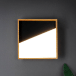 ECO-LIGHT APPLIQUE MURALE LED VISTA, NOIR/BOIS CLAIR, 40 X 40 CM