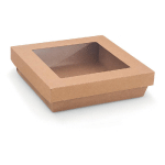 BOÎTE EN CARTON CARRÉE 150CL COUVERCLE À FENÊTRE KRAFT BRUN - LOT DE 40