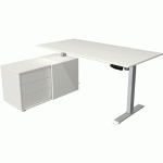BUREAU RÉGLABLE EN HAUTEUR RANGEMENT MOVE 1 - ARGENT - BLANC - KERKMANN
