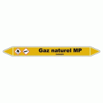 LOT DE 3 - MARQUEUR DE TUYAUTERIE - GAZ NATUREL MP - NFX 08-105 - VINYLE 355 X 37 MM
