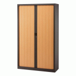 ARMOIRE À RIDEAUX MONOBLOC GENERIC H 198 X L 120 CORPS ANTHRACITE / RIDEAUX HÊTRE
