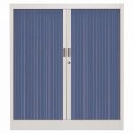 ARMOIRE MÉTAL CLASSTOUT COLOR - A RIDEAUX - L. 90 X H. 100 CM  - CORPS ALUMINIUM  - RIDEAUX BLEU