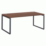 BUREAU DROIT L 180 X P 90 CM PLATEAU NOYER PIÈTEMENT ACIER ANTHRACITE SHINY