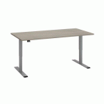 BUREAU RÉGLABLE EN HAUTEUR ÉLECTRIQUE ECLA ERGO L 160 X P 80 CM PIED GRIS ALUMINIUM / PLATEAU CHÊNE GRIS