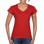 TEE-SHIRT FEMME COL V ROUGE T.S