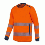 TEE SHIRT LONG LIFE ORANGE/MARINE MANCHES LONGUES S L - T2S