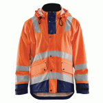 VESTE DE PLUIE NIVEAU 2 ORANGE FLUORESCENT/MARINE TAILLE XS - MANUTAN COLLECTIVITÉS