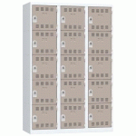 VESTIAIRE 3 COLONNES 400MM 5 CASES MORAILLON TAUPE - VINCO