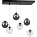 EMIBIG LIGHTING - EMIBIG COSMO PLAFONNIER SUSPENDU GLOBE CLUSTER NOIR AVEC ABAT-JOUR EN VERRE CLAIR ET GRAPHITE, 6X E14