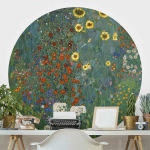 MICASIA - PAPIER PEINT ROND AUTOCOLLANT - GUSTAV KLIMT - GARDEN SUNFLOWERS Ø 50CM