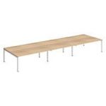 PÔLE 6 BUREAUX L 540 CM PLATEAUX CHÊNE, PIÈTEMENT MÉTAL BLANC - TEAM LINE