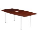 TABLE TONNEAU AVEC ÉLECTRIFICATION ACTUAL L. 200 X 100 CM - PLATEAU WENGÉ - PIED TUBULAIRE BLANC