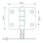 MATERIAUXBRICO - CHARNIÈRE UNIVERSELLE 45X35/PROFIL 1,6MM NOIR