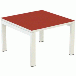 TABLE BASSE EASY OFFICE 60X60 CM PIED BLANC PLATEAU BLANC/ROUGE - MANUTAN COLLECTIVITÉS