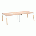 TABLE DE RÉUNION MODULABLE AVEC EXTENSION ECLA L 280 X P 126 CM PLATEAU CHÊNE CLAIR PIÉTEMENT MÉTAL/BOIS