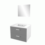 ENSEMBLE MEUBLE VASQUE SALLE DE BAIN - 60 CM - 2 TIROIRS - GRIS - LIFT AURLANE