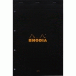 BLOC AGRAFÉ RHODIA N°20 21X31,8 CM SEYÈS 80 FEUILLETS PERFORATION 4 TROUS 80G - NOIR - LOT DE 5