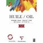 PAPIER HUILE BLOC COLLÉ 1 CÔTÉ 10F A3 240G - BLANC - LOT DE 5