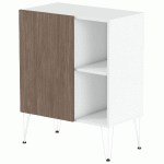 RANGEMENT MI-HAUT JAVA 80 CM 1 PORTE 2 NICHES BLANC/NOYER - MANUTAN COLLECTIVITÉS