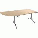 TABLE ABATTANTE AVEL 200X80 ANGLE À G CHÊNE CLAIR/PIEDS ALU - SIMMOB