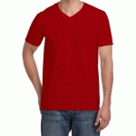 TEE-SHIRT MANCHES COURTES COL V ROUGE T.L