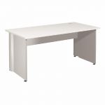 BUREAU DROIT ACTIVITY - L. 160 X P. 80 CM - PLATEAU BLANC - PIEDS PLEINS 'BLANC'