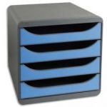 EXACOMPTA MODULE DE CLASSEMENT BIGBOX 4 TIROIRS GRIS-BLEU GLACE 27,8X26,7X34,7 CM