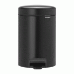 POUBELLE MÉTAL 3 LITRES RONDE À PÉDALE BRABANTIA NEWICON NOIRE MATE