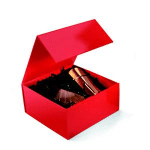 BOÎTE CADEAU CARTON FERMETURE AIMANTÉE L.22,5 X L.22,5 X H.10,5 CM - ROUGE BRILLANT