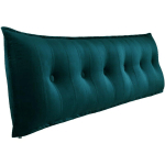 VERCART - GRAND OREILLER DE LIT DÉCORATIF, COUSSIN DE LECTURE CAPITONNÉ DE BOUTONS, OREILLER DE CORPS POUR DORMEUR LATÉRAL, TURQUOISE VELOURS, 180 X