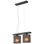 LAMKUR LIGHTING - LAMKUR SOFIA PLAFONNIER SUSPENDU BAR AVEC ABAT-JOUR EN TISSU, WENGÉ, 2X E27