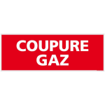 PANNEAU COUPURE GAZ RECTANGULAIRE. SIGNALISATION SÉCURITÉ INCENDIE GAZ. AUTOCOLLANT COUPURE GAZ, PANNEAU PVC, ALU - ADHÉSIF - 700 X 250 MM - ADHÉSIF