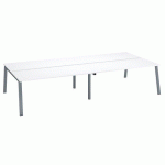 PÔLE DE 4 BUREAUX ECLA BLANC L 180 X P 80 CM PIÈTEMENT MÉTAL ALUMINIUM