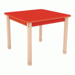 TABLE CLASSIK CARRÉE RÉGLABLE T0 À T3 - ROUGE/HÊTRE - MANUTAN COLLECTIVITÉS