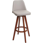 TABOURET DE BAR HHG 569, CHAISE DE BAR TABOURET DE COMPTOIR, BOIS SIMILICUIR PIVOTANT TAUPE - BEIGE