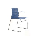 CHAISE DE RÉUNION & VISITEUR PIXEL - AVEC ACCOUDOIR -  PIÈTEMENT FILO CHROME -POLYPROPYLÈNE - BLEU