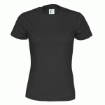 COTTOVER T-SHIRT COL ROND FEMME - CERTIFIÉ GOTS NOIR - TAILLE XXL